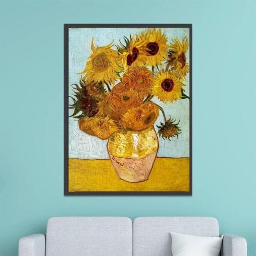 Vincent Van Gogh Golden Sunflower Floral Vase Canvas Painting Poster Print Art Modern Wall Picture for Living Room Home Decor
