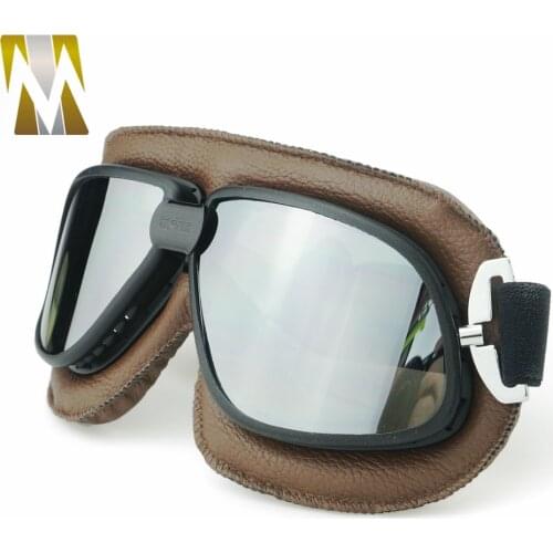 Vintage Pilot Eyewear Mirrored Lenses Helmet Goggles Glasses Motorcycle Goggle Biker Leather For Motorcycle Bike ATV Google