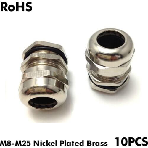 Waterproof Cable Glands IP68 Nickel Plated Brass M8 M10 M12 M14 M16 M18 M20 M22 M24 M25