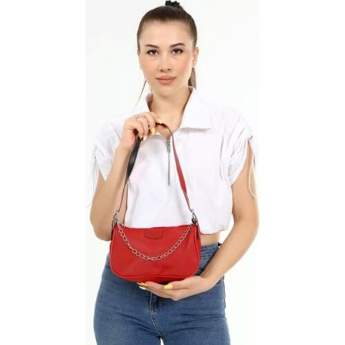 Womens Satin Thin Chain Baguette Bag Hand And Shoulder Bag Daily Comfortable Zipper Closure Useful In Tifferent Colors Fashıon
