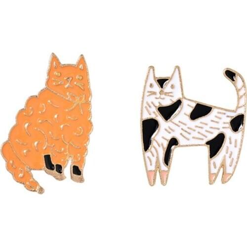 Kitty Black White Orange Cats Brooch Custom Cats Enamel Pins Lapel Shirt Bag Kitten Badge Cute Animal Jewelry Gift For Women