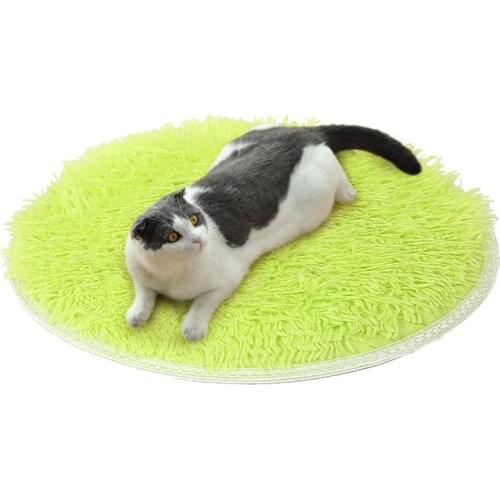 1pc Solid Color Pet Sleep Mat Round Fluffy Soft Warm Dog Bed Blanket Pet Blanket Pet Pad For Cats Dogs Pet Supplies