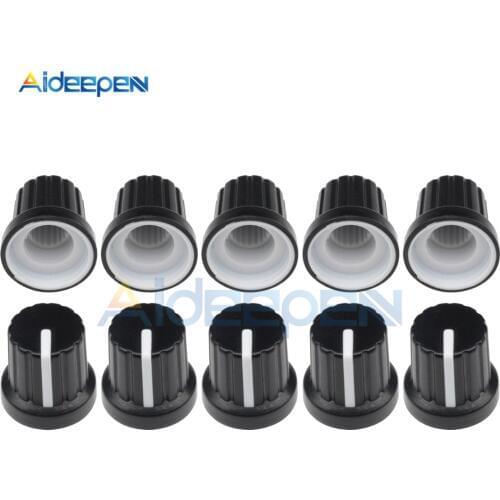 10 Pcs 6mm Shaft Hole Dia Plastic Threaded Knurled Potentiometer Knobs Caps WH148 Potentiometer Rotating Cap