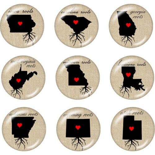 U.S. State love 10pcs mixed 12mm/18mm/20mm/25mm Round photo glass cabochon demo flat back Making findings S4294