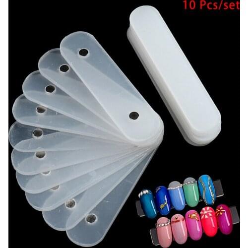 10PCS Nail Art Tips Sticks Nail Display Strips Nail With Magnet Acrylic Strips Transparent Display Practice Palette Manicure