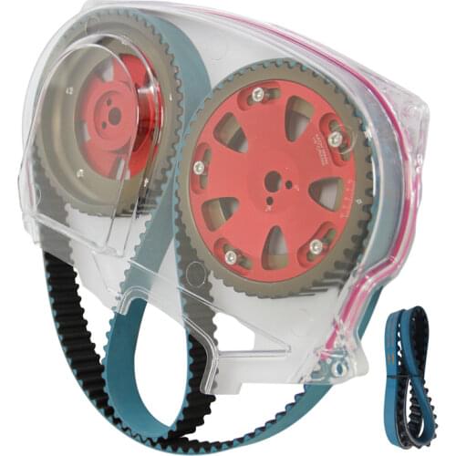 Timing Belt w/Balance + Clear Gear Cover+ Cam Pulley For Lancer EVO 9 IX 4G63