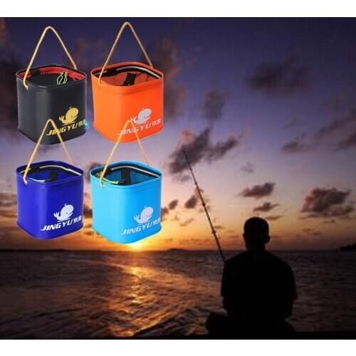 20cm 9L Foldable Fish Bucket outdoor Fishing lovers Water Storage Container with 6m Rope