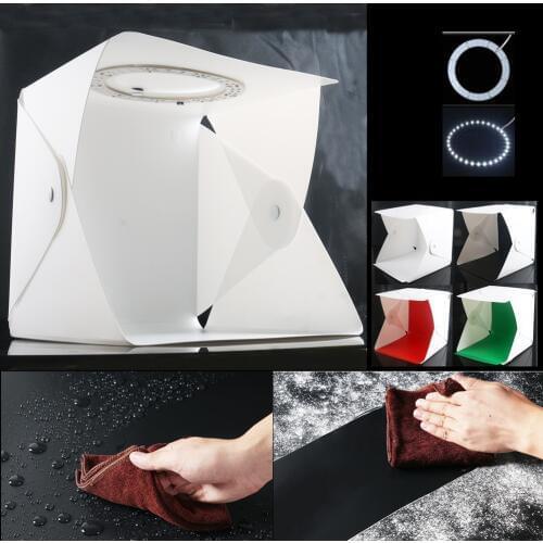 2020 NEW Waterproof Dustproof Backdrops Ring Lightbox Folding Portable Photo Studio Box 4 Backdrops Studio Shooting 24*23*22cm