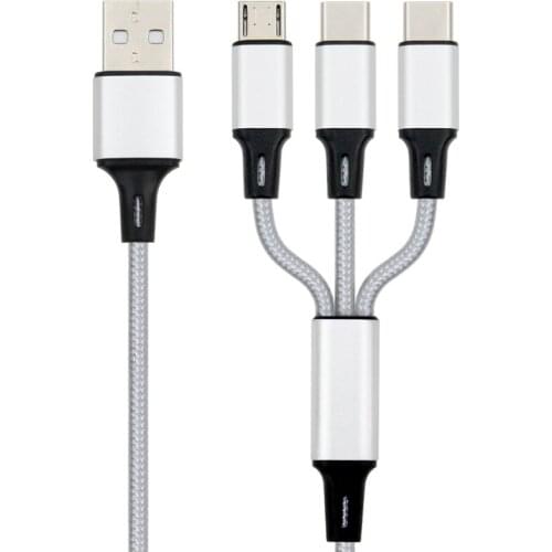 3 in 1 Mobile Phone Data Cable Type C Micro for IPhone IPad Samsung Charging Cables Microusb USB-C For Xiaomi 200pcs