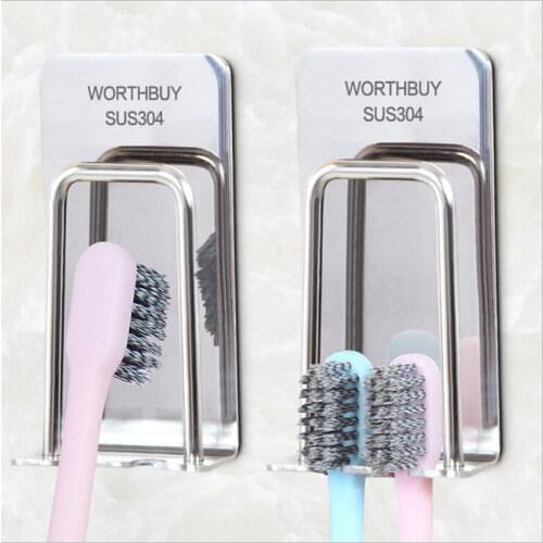 304 Stainless Steel Toothbrush Holder Wall Suction Bathroom Accessories Set Mug Toothbrush Toothpaste Holder
