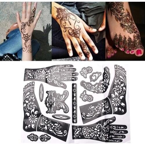 5/10PCS Reusable Waterproof Unisex Temporary DIY Tools India Henna Template Hand Body Stickers Tattoo Stencils Hand Art Stickers