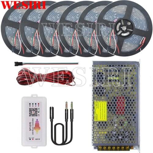 DC5V 5m/10m/15m/20m25m/30m 150leds WS2812B Addressable LED Pixel Strip+SP107E APP Music Controller+Power Supply Kit