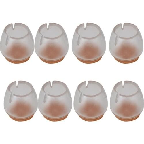 8pcs Transparent 16-20mm Caliber Round Bottom Round Opening Chair Leg Caps Rubber Feet Protector Pads Furniture Table Covers