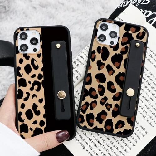 Leopard Print Phone Case For Xiaomi Poco F3 M3 X3 NFC Redmi Note 10 9 8 8T S 7 5 6 Mi 11 10T Lite Pro Wrist Strap TPU Cover Bags