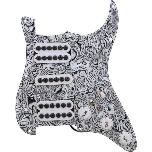 Black White Zebra Color 3-ply HSH Loaded Prewired Pickup Pickguard for ST Electric Guitar Replacement