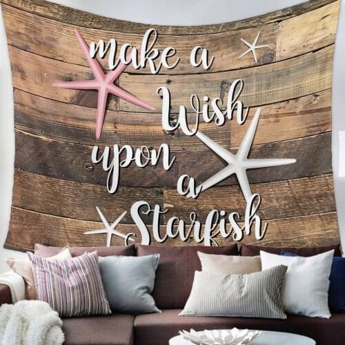 Wood Grain Retro Starfish Tapestry Bedroom Home Decoration Wall Blanket Tapestry Bedroom Wall Hanging Yoga Mat