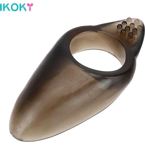 IKOKY Silicone Clitoris Stimulate Penis Ring Delay Ejaculation Flexible Cock Ring Sex Toys for Men Male