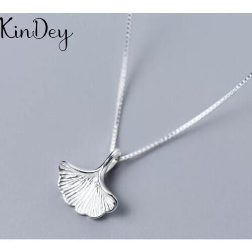 Kindey New Arrivals Silver Color Ginkgo Biloba Leaf Necklaces for Women Wedding Jewelry Long Necklaces Statement Jewelry