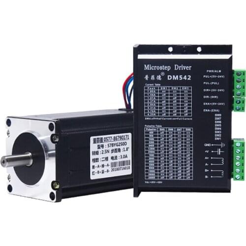 57 step motor kit 57BYG250D torque 2.5N.M long 100MM stepper motor + DM542 DC20V-50V 4.2A stepper motor driver