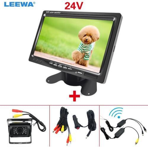 LEEWA DC 9V-36V Bus Truck 7" LCD Monitor With Rear View Parking Camera Video System 2.4G Wireless & Cigarette Lighter Optional