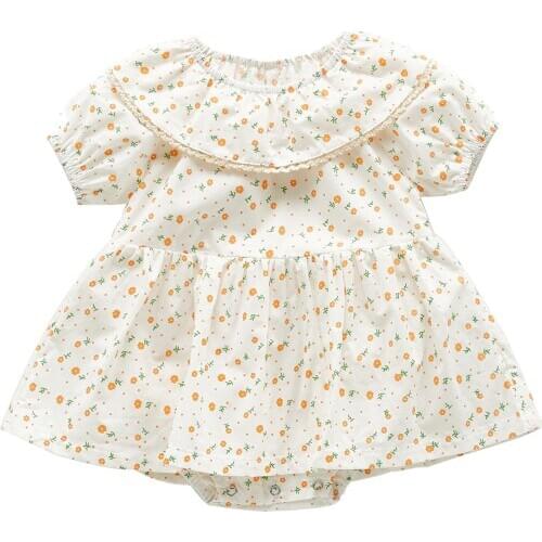 Summer Baby Girls Bodysuit Short Sleeve Infantil Girls Clothing Baptism Birthday 0-24months Baby Girl Overall Outfits For Girls