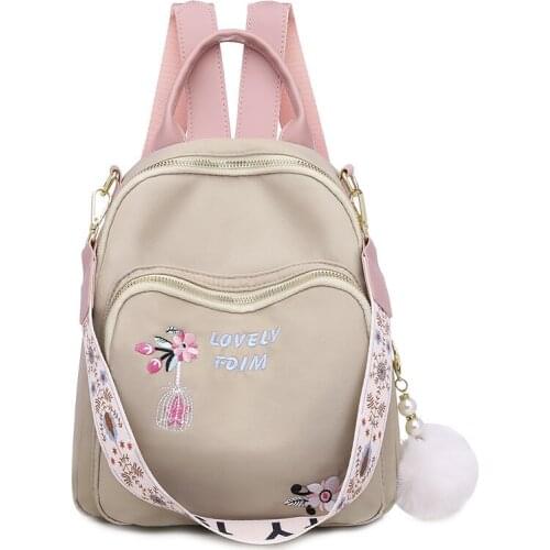 Hot Selling Backpack Women 2021 New Women Ethnic Style Oxford Cloth Backpack Small Fresh Embroidery Ladies Anti-theft Travel Bag