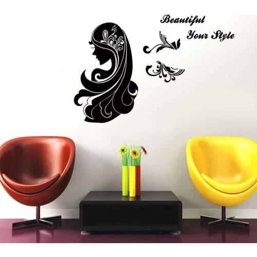 Hair Salon Sticker Beauty Salon Sex Girl Decal Haircut Posters Vinyl Wall Art Decals Decor Windows Decoration Mural M030