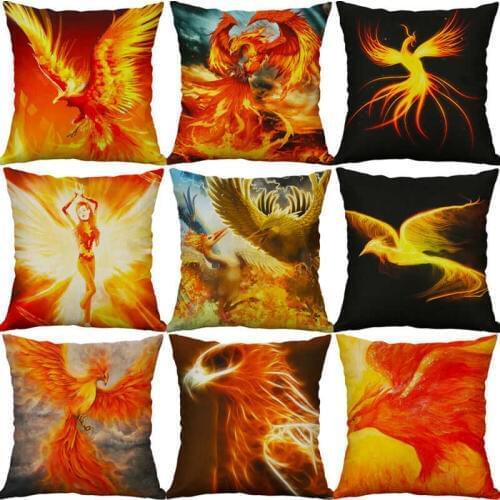 18" phoenix Print Cotton Linen Cushion Cover Throw Pillow Case Home Decor