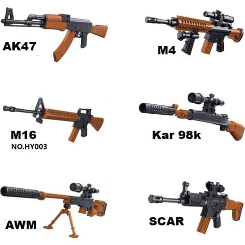 1:6 AK47 SCAR M14 M16 AWP Rifle Plastic Assemble Gun Model Toy For 12" Action Figures Building Blocks Toy Gun For Children