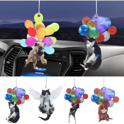 1PC Flying Cat Pet Dog Hanging Ornament Balloon Colorful Balloon Car Interior Accessory Car Pendant Cute Gift Home Room Decor