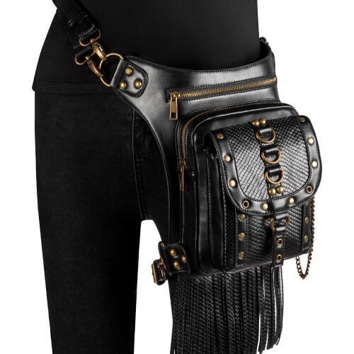 Norbinus Steampunk Women Waist Bags Punk Rivet Gothic Drop leg Bag Men Motorcycle Thigh Fanny Packs New Shoulder Messenger Pouch