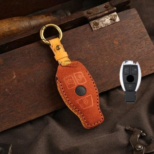 Luxury Suede Leather Car Key Case Holder For Mercedes Benz E C Class W204 W212 W176 GLC CLA GLA Car Key Protetive Shell