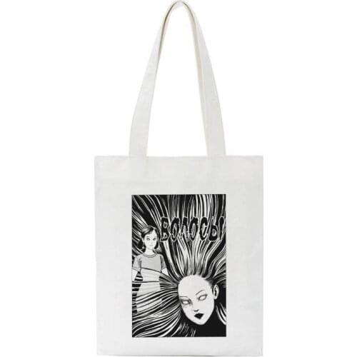 Student Books Bag INS Horror Anime Women Bags Harajuku Gothic Canvas Bag Large Capacity Shopper Bag Casual Fashion Shoulder Bag
