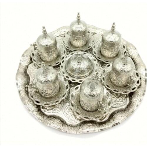 Turkey authentic AWESOME Gift Come buy Turkish Coffee Set Set of 6 Silver Color FREE SHIPPING FREE SHIPPING FREE SHIPPING