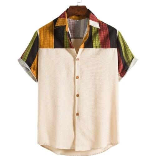 Vintage Plaid Short Sleeve Shirt Men 2021 Summer New Beach Hawaiian Shirt Men Holiday Party Vacation Clothing Plus Size Shirts