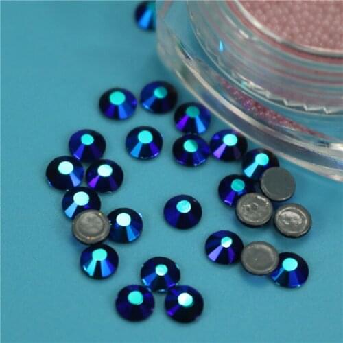 Top quality AAAAA Black AB Flatback Glass Rhinestone Iron on /Hot-fix Rhinestones Strass Shiny More Bright