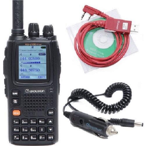 Wouxun KG-UV9D Plus 7 Bands Reception Included Air Band Cross Band Repeater Walkie Talkie add USB Programming Cable Car Charger