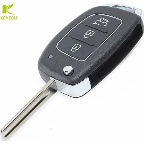 KEYECU Replacement 3 Button Folding Flip Remote Key Shell Case Fob With Uncut Blank Blade For HYUNDAI ix45 Santa Fe