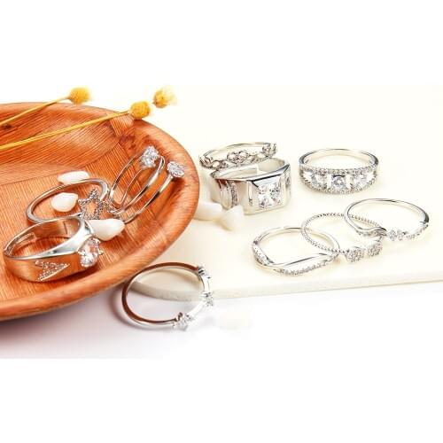 Women Ring Wedding Ring Silver Color Inlaid Cubic Zirconia Ring Fashion Jewelry Romantic Wedding Proposal Surprise Birthday Gift