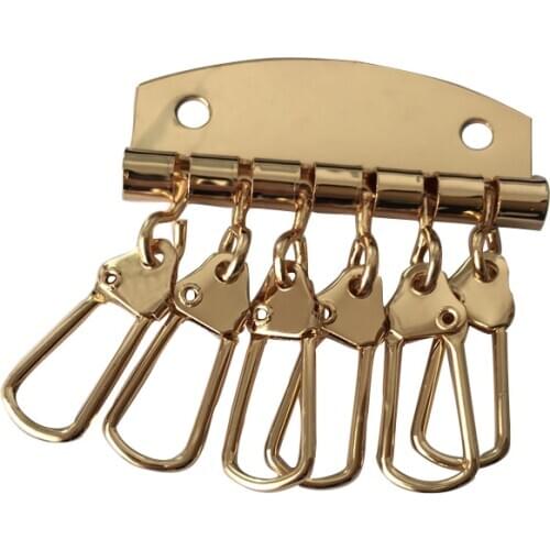 1 x Metal key holder key row keyring organnizer with 6 snap hook for Leather craft wallet key case purse bag hardware