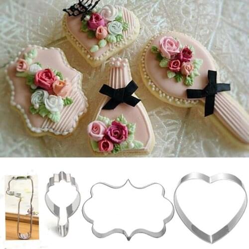 1pcs patisserie reposteria Mirror Heart Mold Metal Cookie Cutter Craft Fondant Cake Decor Tools Biscuit Pastry Mould