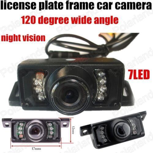 120 degree wide angle short License Plate Frame Car Rear View Camera For Reverse Parking With 7 LED infrared Night Vison