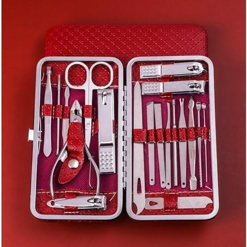 19 pcs Nail art pedicure knife Tweezer Knife Ear pick scissors care kit manicure set nail clippers DIY Nail Art Tools Kits