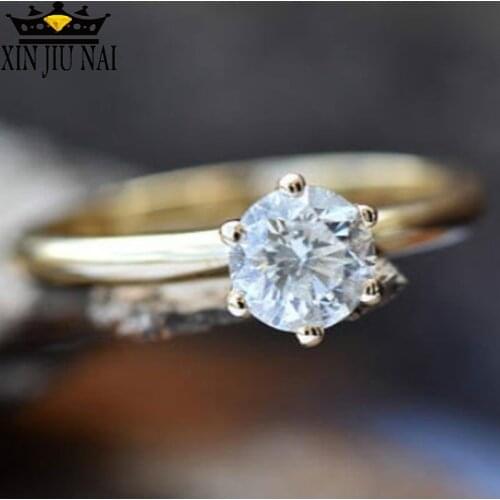 2 Colors Rigant High Quality Classic six-prong Cubic Zircon Wedding Rings by Environmental Alloy Cheap Women Wedding Rings