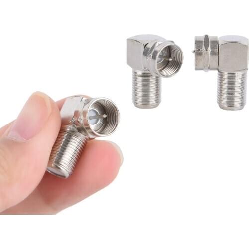 2pcs/Set Steel Right Angle TV Aerial Antenna Plug Connector Adapter Plug To Socket Coax Cable