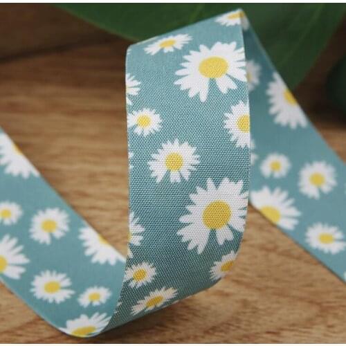 5yards/Pack Daisy Flower Printed Ribbon Bow Tape DIY Craft Supplies Ribbons Girls Hair Accessories Christmas Decor gift wrapping