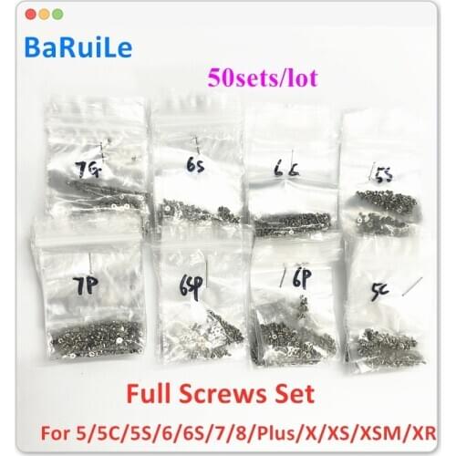 BaRuiLe 50sets Screws Full Screw Set Complete Kit Repair Parts For Iphone 5G 5S 5C 6 6S 7 8 Plus 6P 7P X XR XS MAX Set Screws