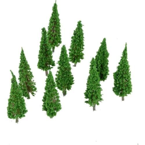 50pcs Pine Trees Green Model Railway Layout 5.5cm Mini ABS Plastic Sand Table Garden Micro-field Landscape Simulation Green Pine