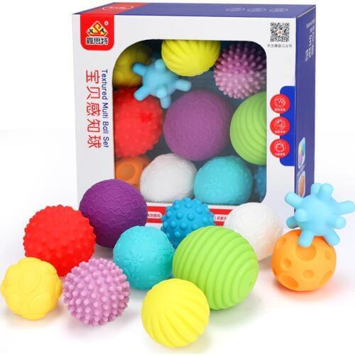 6-11pcs Textured Multi Ball Baby Set develop tactile senses Toy Baby Touch Hand Teether Ball Training Massage Soft stress Balls