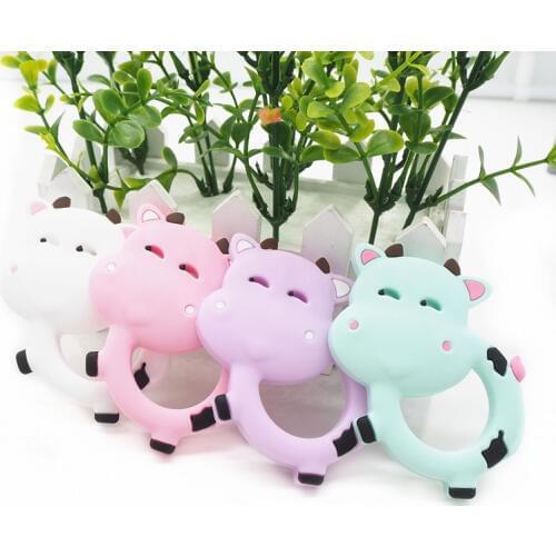 Chenkai 50pcs Silicone Milk Cow Teether DIY Baby Chewing Pendant Nursing Sensory Teething Pacifier Dummy Jewelry Animal Toy